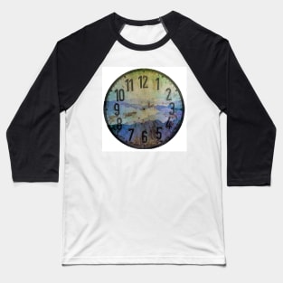 Clock face - Smoky Mountains Grunge Turqouise Blue Violet Option Baseball T-Shirt